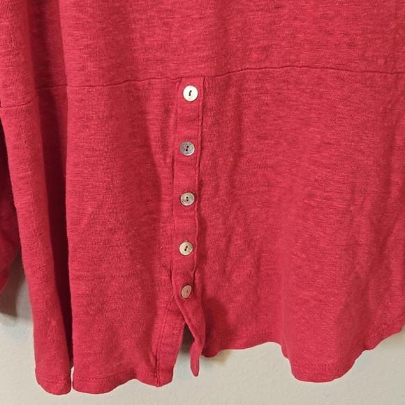 Adrienne Vittadini Red Linen 3/4 Sleeve Top Size Large - Picture 3 of 7